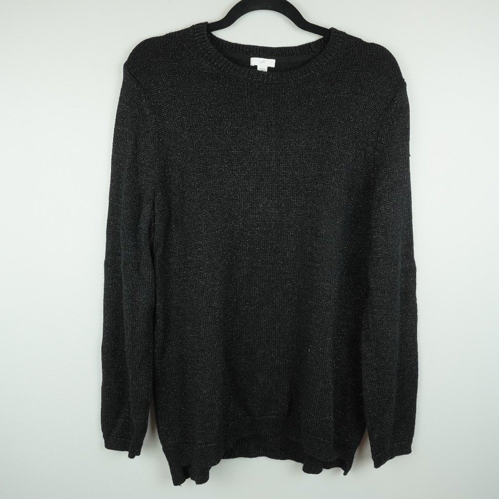 J‎ Jill Black and Silver Sparkly Crew Neck Sweater Size Medium